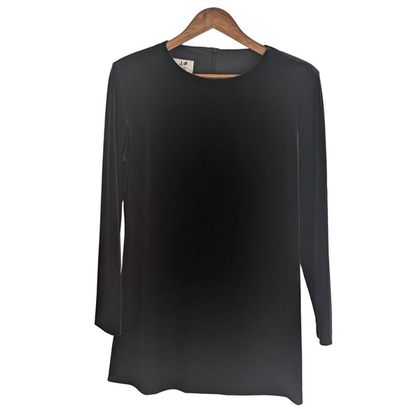 Caron Chicago Black Velvet Tunic Top Mod Minimalist Academia Style Sz 12 Vintage - Picture 2 of 7
